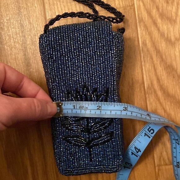 Millicent Fine Handbags/Crossbody Purse Dark Navy & Black  Beaded - Picture 8 of 8